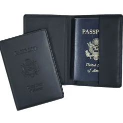 Royce Leather Debossed Passport Holder, Blue (204-BLUE-5)