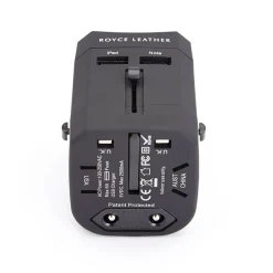 Royce Leather International Travel Power Adapter, Black (881-BL-PL)