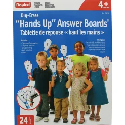 Roylco "Hands Up" Answer Boards Dry-Erase Whiteboard, 5" x 12", 24/Pack (R-5905)