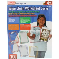 Roylco Wipe Clean Worksheet Cover Dry-Erase Whiteboard, Plastic Frame, 9" x 12" (R-59040)