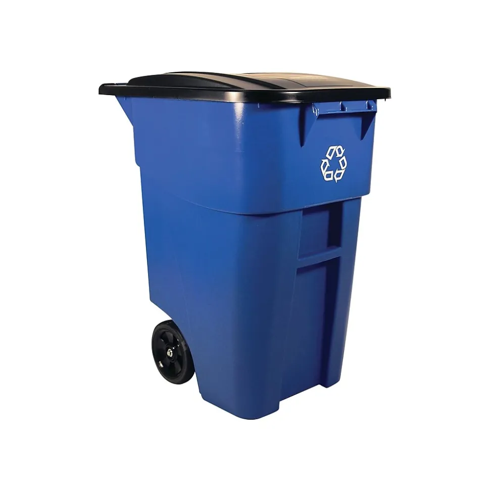 Rubbermaid Brute Polypropylene Recycling Container, 50 Gallon, Blue (FG9W2773BLUE)