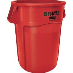 Rubbermaid® Commercial Brute Vented Trash Receptacle, Round, 44 gal, Red (FG264360RED)