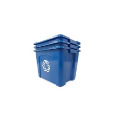 Rubbermaid Commercial Products Plastic Recycling Bin, 14 Gallon, Blue (FG571473BLUE)