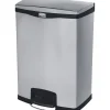 Rubbermaid Commercial Slim Jim Metal End Step Trash Can, 24 Gallon, Black