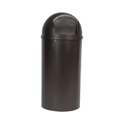 Rubbermaid Marshal Classic Container, Round, Polyethylene, 15 Gallon, Brown