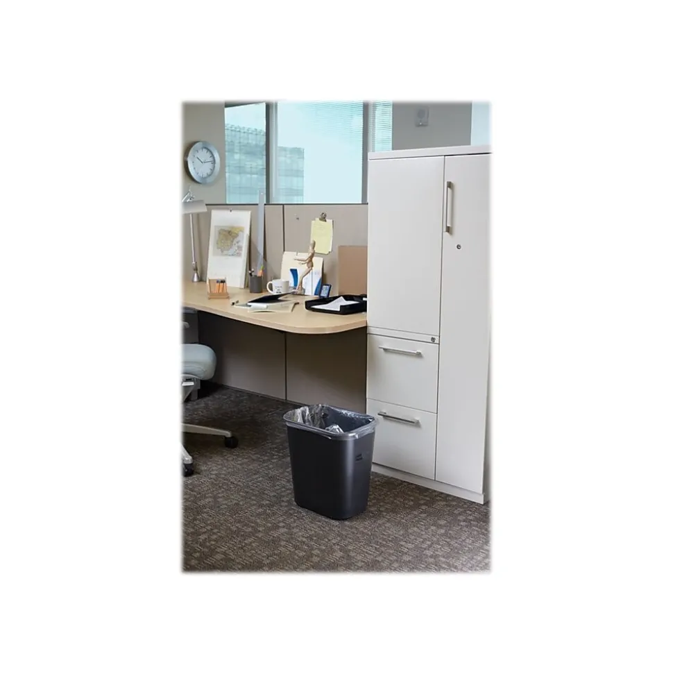 Rubbermaid Plastic Trash Can, 7 Gallon, Black (295600BK)