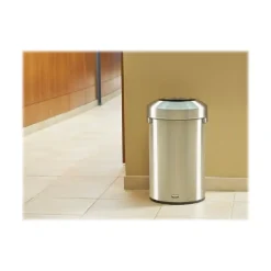 Rubbermaid Refine Stainless Steel Trash Can with Open Lid, 16 Gallons, Silver (2147583)
