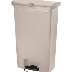 Rubbermaid Slim Jim Resin Front Step-On Trash Can, 18 Gallons, Beige (1883460)