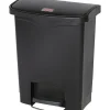 Rubbermaid Slim Jim Resin Front Step-On Trash Can, 8 Gallon, Black