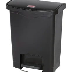Rubbermaid Slim Jim Resin Front Step-On Trash Can, 8 Gallon, Black