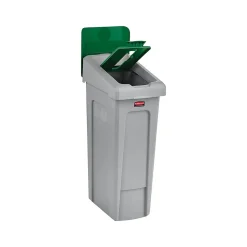 Rubbermaid Slim Jim Single-Stream Recycling Station, 23 Gallon, Gray/Green (2185054)
