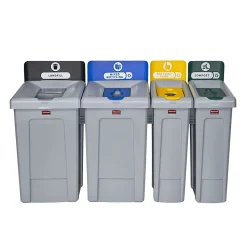 Rubbermaid Slim Jim Single-Stream Recycling Station, 23 Gallon, Gray/Yellow (2185052)