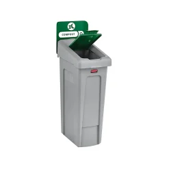 Rubbermaid Slim Jim Single-Stream Recycling Station, 23 Gallon, Gray/Green (2185051)