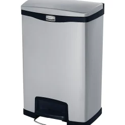 Rubbermaid Slim Jim Stainless Steel Front Step-On Trash Can with Single Rigid Plastic Liner, 13 Gallons (1901992)