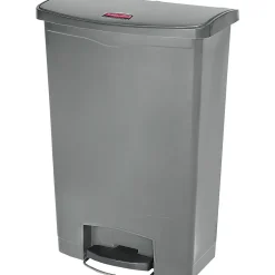 Rubbermaid Slim Jim Step-On Plastic Step Trash Can, 24 Gallon, Gray (1883606)
