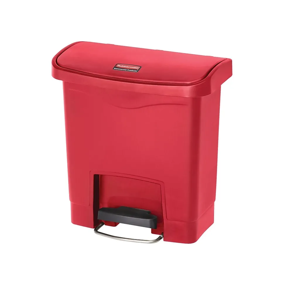 Rubbermaid Slim Jim Step-On Indoor Step Trash Can, Red Resin, 4 Gal. (1883563)