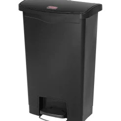 Rubbermaid Slim Jim Step-On Plastic Trash Can with Lid, 13 gal., Black (1883611)