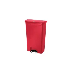 Rubbermaid Slim Jim Step-On Plastic Step Trash Can, 18 Gallon, Red (1883568)