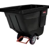 Rubbermaid Tilt Trucks, 102 Gallons, 850 lbs Capacity, Black (RCP1314BLA)