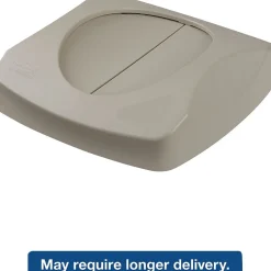 Rubbermaid® Untouchable® Waste Container Lids, Square, Swing Top, Grey, Fits 23-Gallon Containers