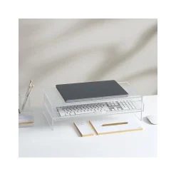 Russell+Hazel Monitor Stand with Drawer, Clear/Gold (98149)