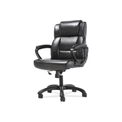 Sadie Mid-Back Executive Chair, Fixed Padded Arms, Black Leather (BSXVST305)