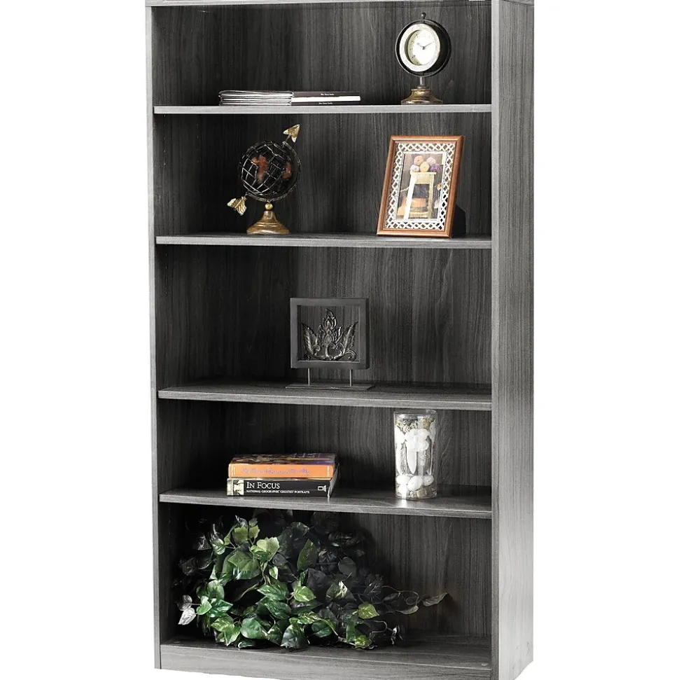 Safco Aberdeen 5-Shelf Bookcase 68 3/4"H, Gray Steel (AB5S36LGS)