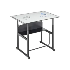Safco AlphaBetter 26" - 42" Plastic/Steel Adjustable Desk, White/Black (1208DE)