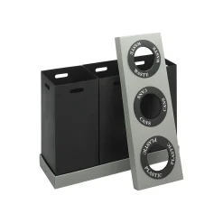 Safco At-Your-Disposal Corrugated Plastic Three Bin Trash and Recycling Bins, Black, 28 Gal. (9798BL)