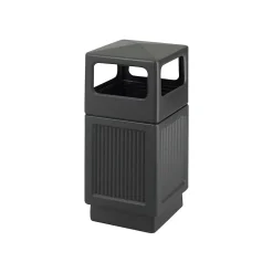 Safco Canmeleon Indoor/Outdoor Trash Cans w/Lid, Black High-Density Polyethylene/HDPE, 38 Gal. (9476BL)