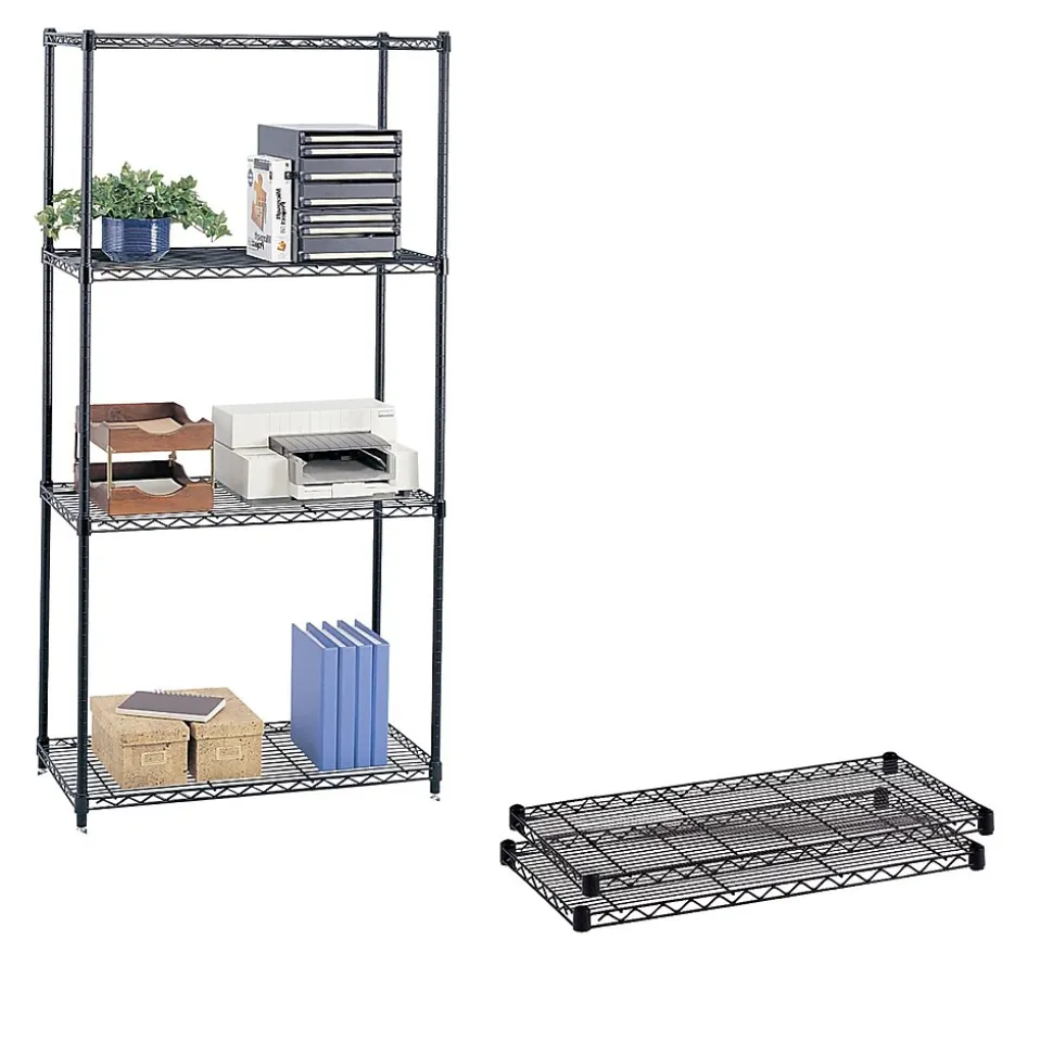 Safco Commercial Extra 2-Shelf Metal Shelf, 36", Black (5243BL)