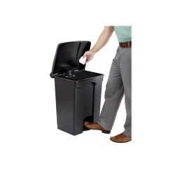 Safco Indoor Step Trash Can, Black Plastic, 17 Gal. (9922BL)