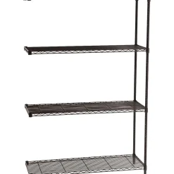 Safco Industrial Add-On Unit 4-Shelf Wire, 48.03", Black (5292BL)