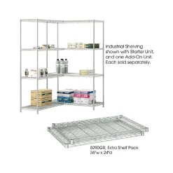Safco Industrial Extra 2-Shelf Metal Shelf, 36", Metallic Gray (5290GR)