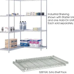 Safco Industrial 2-Shelf Metal Extra Shelf Pack, 36", Metallic Gray (5287GR)