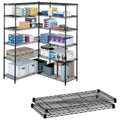 Safco Industrial 2-Shelf Metal Extra Shelf, 48.03", Black (5296BL)