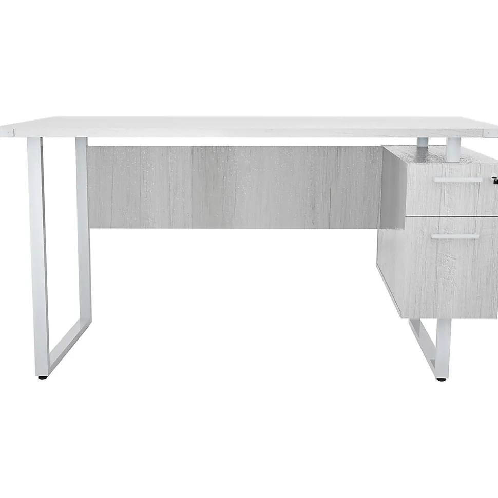 Safco Mirella SOHO 62"W Desk with Built-In Pedestal, White Ash (5513WAH)