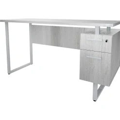 Safco Mirella SOHO 62"W Desk with Built-In Pedestal, White Ash (5513WAH)