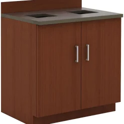 Safco Modular 36"H Break Room Waste Management Base Cabinet, Mahogany/Slate(1707MH)
