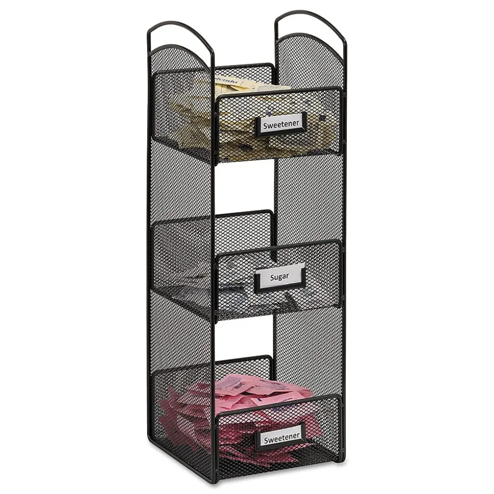 Safco® Onyx Hospitality Organizer Tower, 3 Compartments, Black (3290BL)