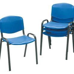 Safco Polypropylene Office Chair Stacking Chair, Blue, 4/Carton (4185BU)