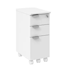 Safco Resi Ped 3-Drawer Mobile Vertical File Cabinet, Letter Size, Lockable, 26.54"H x 11.57"W x 19.02"D, White (RESPEDWH)