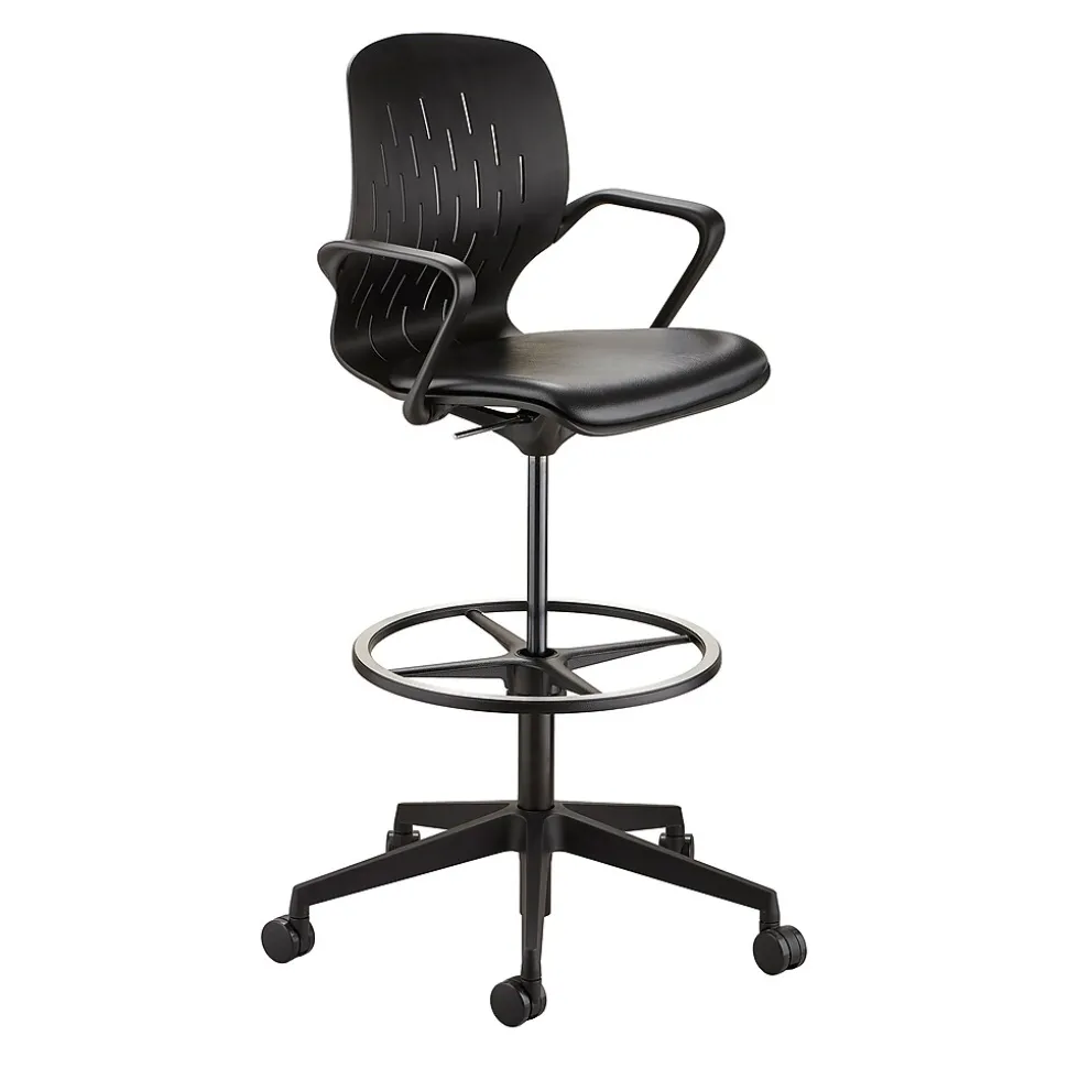 Safco® Shell™ Vinyl Upholstered Extended-Height Chair, Black (7014BL)
