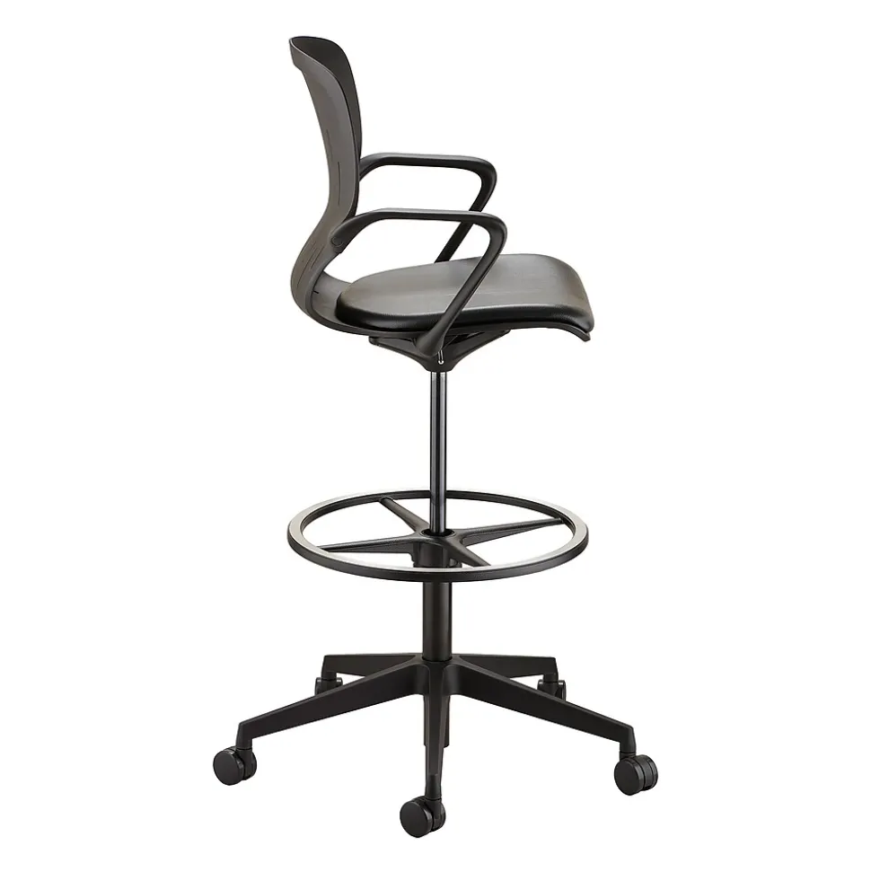 Safco® Shell™ Vinyl Upholstered Extended-Height Chair, Black (7014BL)