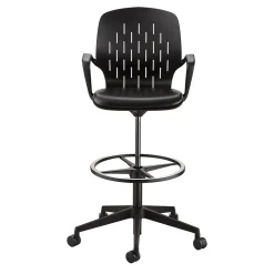 Safco® Shell™ Vinyl Upholstered Extended-Height Chair, Black (7014BL)