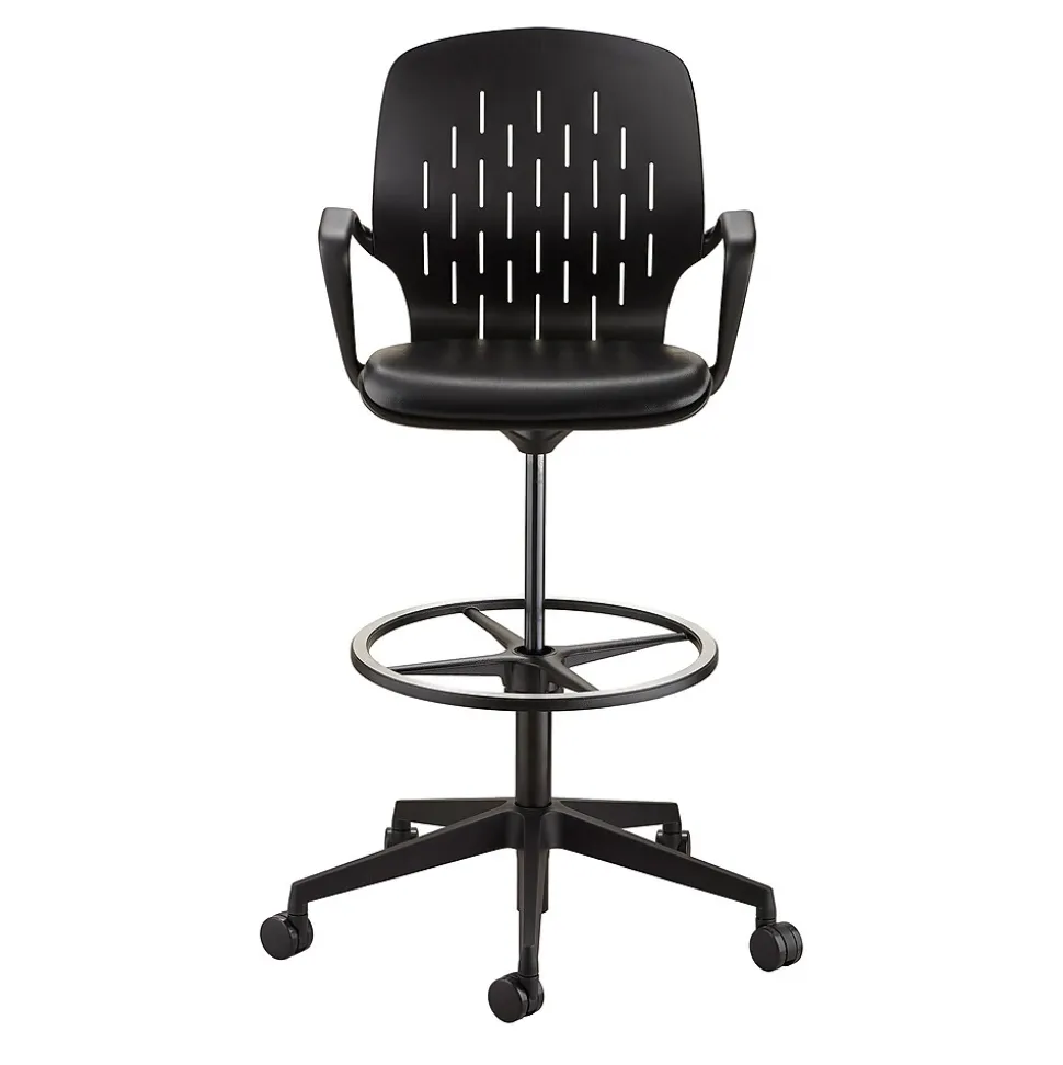 Safco® Shell™ Vinyl Upholstered Extended-Height Chair, Black (7014BL)