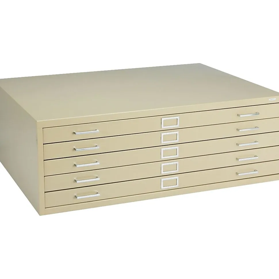 Safco® Steel Flat File, For Sheets up to 43" x 32", 5-Drawer, Tropic Sand, 16 1/2"H x 46 3/8"W x 35 3/8"D