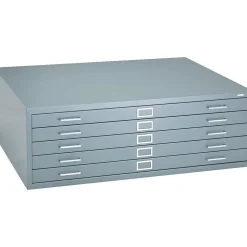 Safco® Versatile Steel Flat Files, 5-Drawers: 43x32", 16-1/2Hx46-3/8Wx35-3/8"D, Grey
