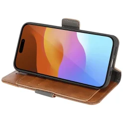 SaharaCase Folio Wallet MagSafe Phone Case for iPhone 15 Plus, Shock Absorbing, Brown (CP00455)