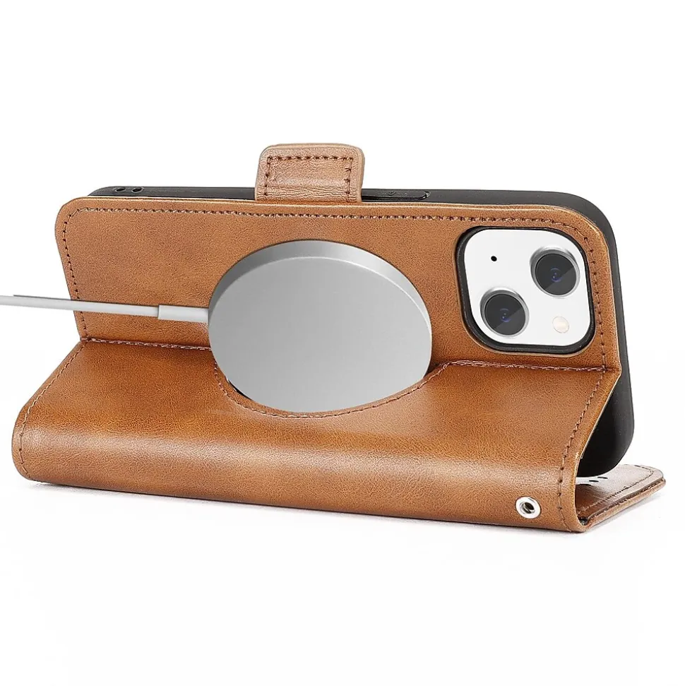 SaharaCase Folio Wallet MagSafe Phone Case for iPhone 15 Plus, Shock Absorbing, Brown (CP00455)